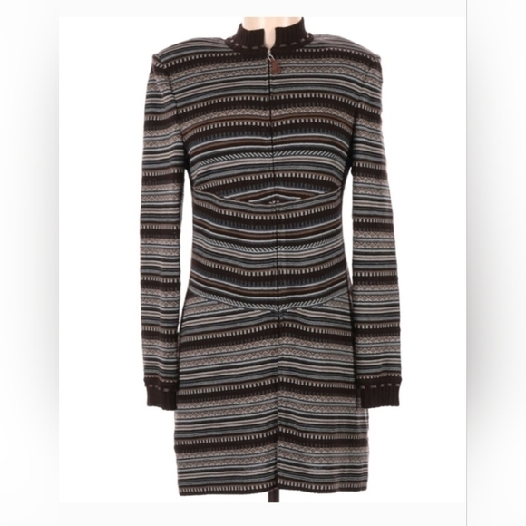 St. John Sweaters - St. John Sport long cardigan‎ sweater. Small. Brown blue stripes. Like new.